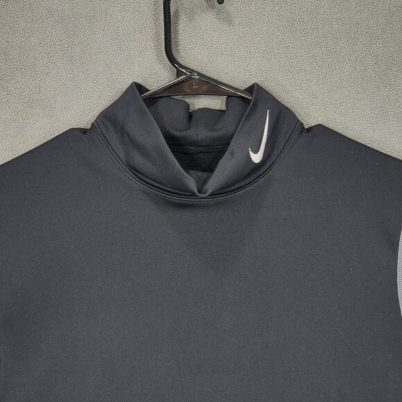 Nike Pro ThermaFit L Moc Neck Pullover Women Black White Compression Performance - Picture 9 of 14